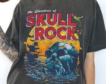 Disney Peter Pan Skull Rock Adventures T-shirt, Disneyland familjematchningskjorta, Neverland Skull Rock Pirates Island, Peter Pans flygning
