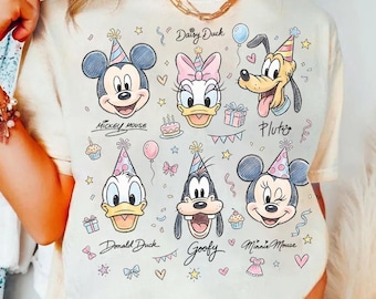 Camiseta de cumpleaños de Mickey y sus amigos de Disney, atuendos para viajes familiares a Disneyland, camiseta del equipo de cumpleaños de Disney, el mejor cumpleaños de todos los tiempos