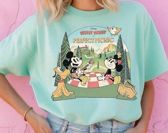 Camiseta de Disneyland Toontown Mickey Minnie's Runaway Railway, camiseta familiar a juego de Disneyland, camiseta de Mickey Mouse en un picnic perfecto