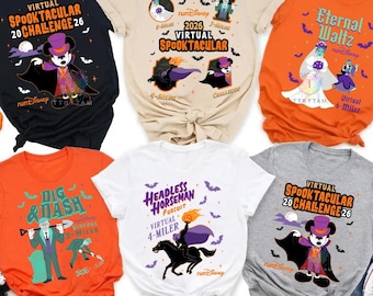 runDisney® Virtual Spooktacular Challenge T-Shirt, Disney Halloween Dig & Dash Eternal Waltz Headless Horseman, WDW Running Matching T-Shirt
