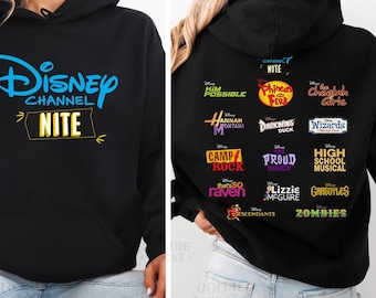 Disneyland After Dark: Disney Channel Night 2026 T-shirt, Disneyland familjematchningströja, High School Musical Hannah Montana Lizzie McGuire