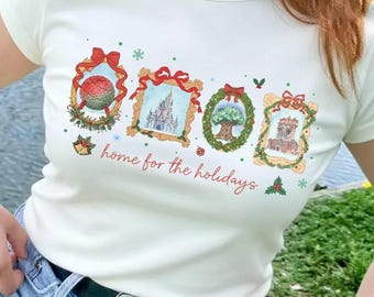 Disney 4 Parks Home For the Holidays Christmas T-Shirt, Disney Hollywood Studios Jollywood Nights Shirt, Disney Family Xmas Holiday Gifts