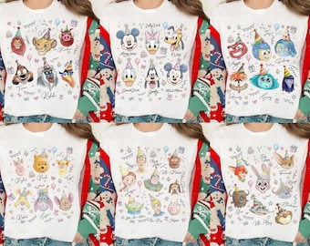 ディズニー ミッキーと仲間たちのバースデースケッチTシャツ、ディズニーランドバケーション家族旅行の服装、ディズニーバースデースクワッドシャツ、最高の誕生日