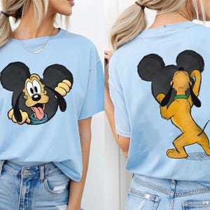 Comfort Colors Mickey & friends Peeking Funny T-Shirt, Disneyland Vacation Family Outfits, Disney Birthday Squad Shirt, Disney World Trip image 2