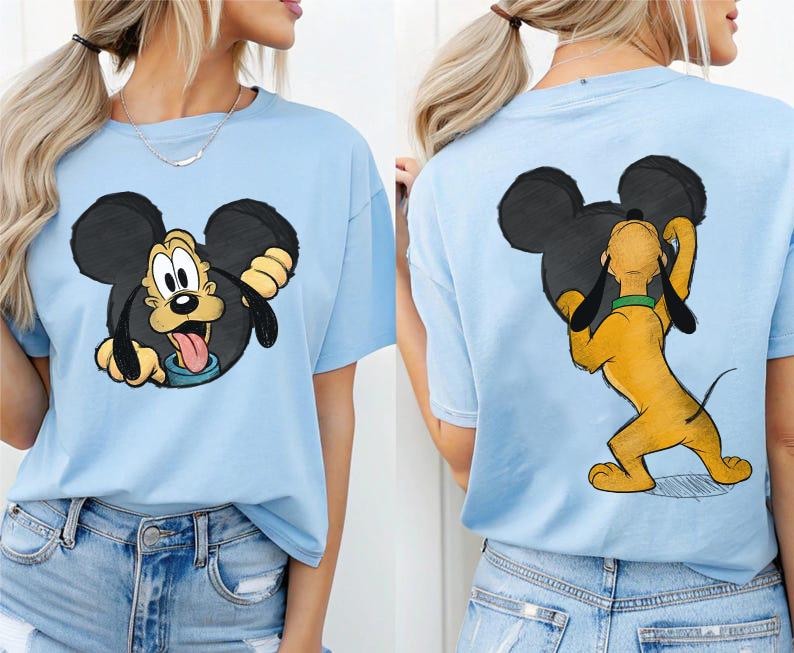 Comfort Colors Mickey & friends Peeking Funny T-Shirt, Disneyland Vacation Family Outfits, Disney Birthday Squad Shirt, Disney World Trip image 2