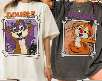 Disney Chip N Dale Skeleton Double Trouble T-Shirt, Disneyland Birthday Boy Gifts, Disneyland Halloween Couple Matching Shirt, WDW Trip Tee
