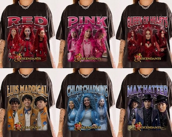 Disney Descendants 5 Wicked Wonderland Character Bootleg T-Shirt, Disneyland Family Matching Shirt, Disney Channel Red And Chloe Couple Tee