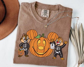 Disney Chip N Dale Skeleton Costume Halloween Pumpkin T-Shirt, Mickey's Not So Scary Halloween Party 2026 Shirt, Disney Trick or Treat Shirt