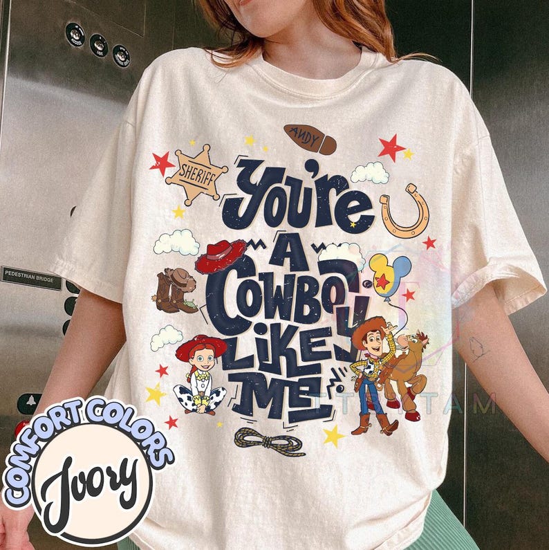 Maglietta Disney Pixar Toy Story 5 "Sei un cowboy come me", Maglietta "Hai un amico in me", Abiti coordinati per la famiglia a Disneyland, Maglietta WDW immagine 1