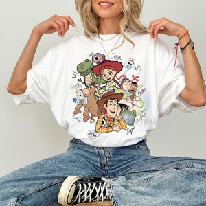 Disney Pixar Toy Story 5 all character signatures T-Shirt, You've Got A Friend In me Shirt, Disneyland Family Matching Trip Outfits, WDW Tee image 3