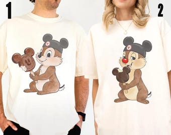 Disney Chip N Dale Micky Ohren Snack Paar T-Shirt, Disneyland Geburtstagskind Geschenke, Disney Chip N Dale Doppel Probleme Shirt, BTW Reise T-Shirt