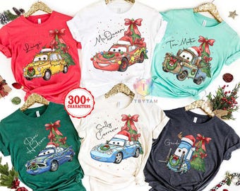 Disney Cars Character Christmas Signature Matching T-Shirt, Disneyland Cars Land 2026 Trip Shirt, Disney Family Xmas Holiday Gift, WDW  Tee