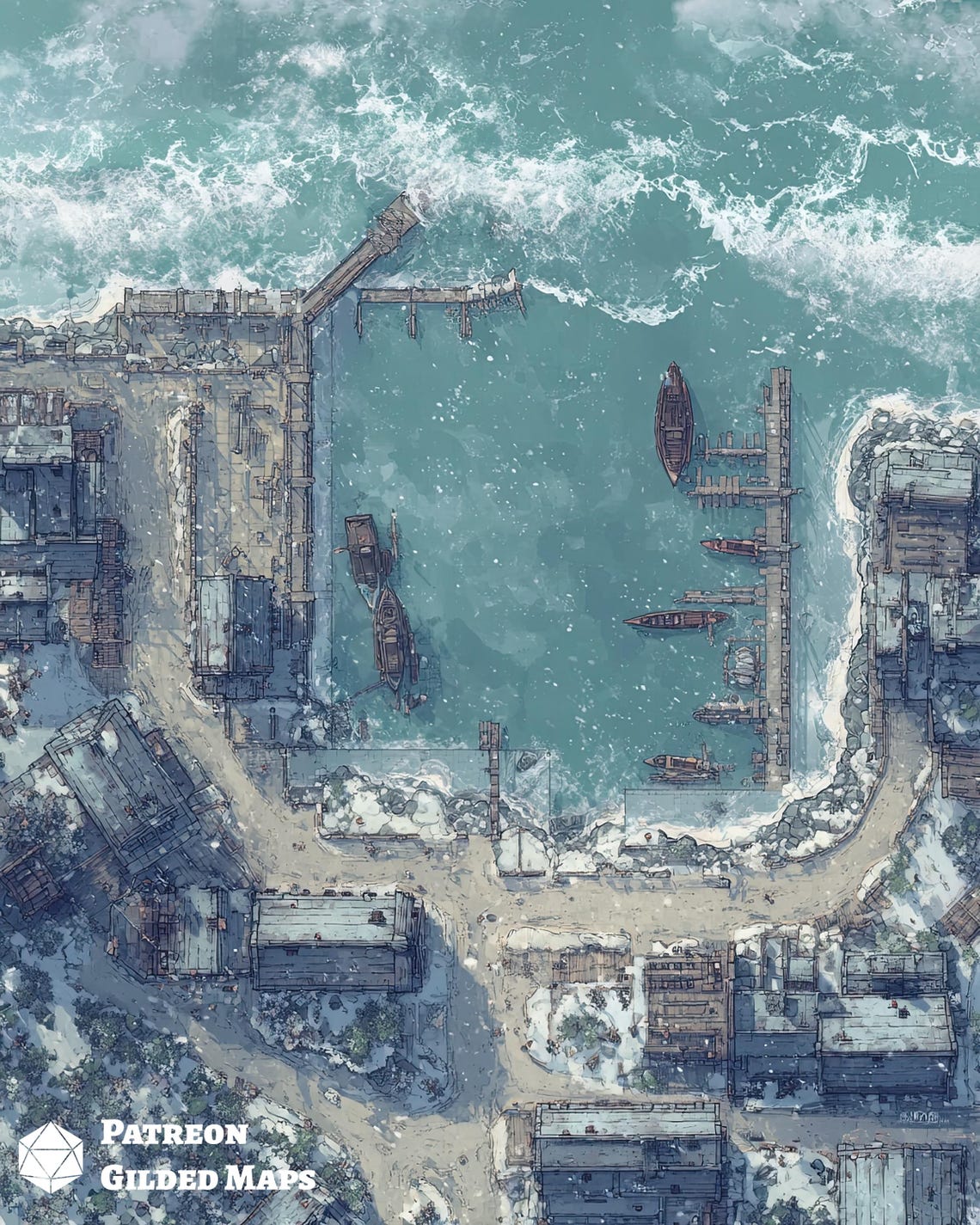 Docks Battlemap, Dungeons and Dragons, Dnd Battlemap, Roll20, Foundry ...