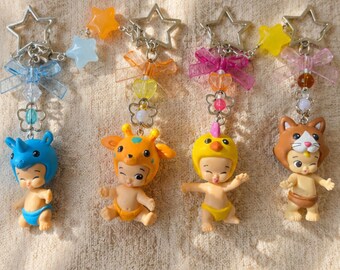 Porte-clés Twosies | de sac kawaii | Porte-clés de collection fait main | Charm figurine animal mignon | Cadeau accessoire pastel