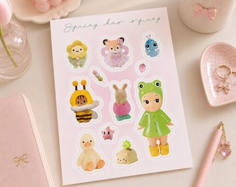 Feuille d'autocollants pour bibelots de printemps | Mignons objets de collection, bestioles en calicot et esthétique de Littlest Pet Shop