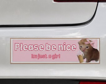 Sticker chat mignon s'il vous plait, je suis juste une fille Sticker meme rose kawaii Sticker kitty coquette drôle