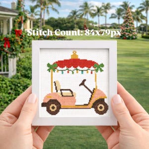 Golf Cart Ornament Christmas Cross Stitch Pattern (PDF Download | 84w x 79h)