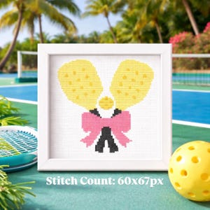 Quick Stitch Kreuzstichmuster Pink Pickleball (60w x 67h Stiche)
