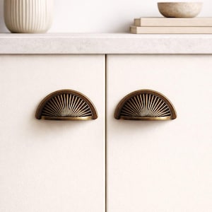 Half Moon Cabinet Handle, Modern Minimalist Gold Drawer Pull, Kitchen Furniture Knob