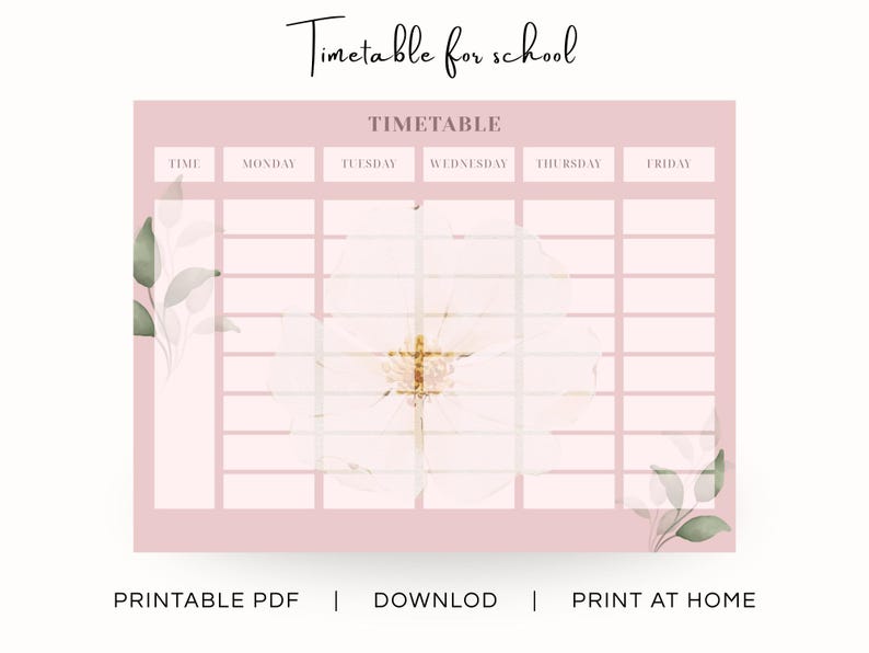 Printable School Timetable - Digital A4 & iPad Size PDF, Instant ...