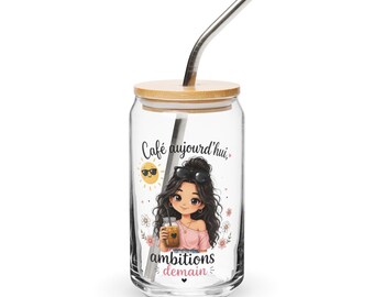Verre canette « Café aujourd’hui, ambitions demain » – 16 oz