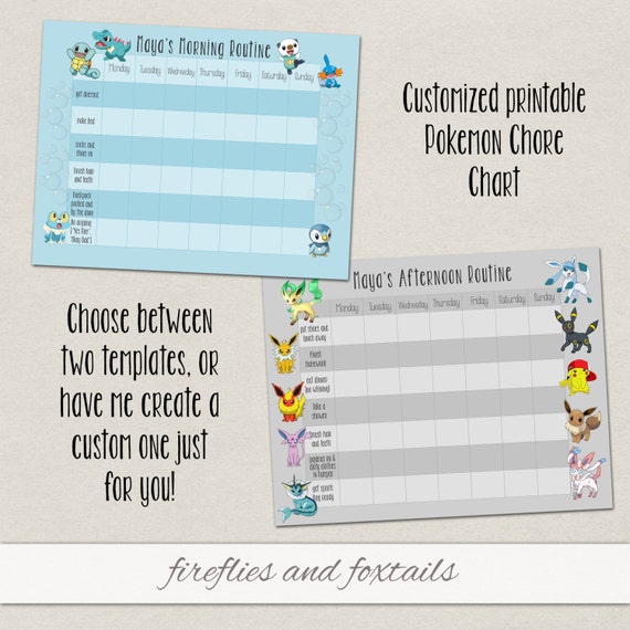 Pokemon Chore Chart