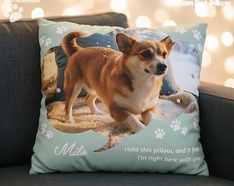 Custom Pet Photo Pillow, Personalized Dog & Cat Pillow with Name, Custom Pet Pillow Case, Pet Memorial Gift
