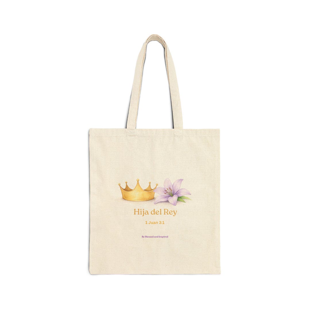 Hija Del Rey | Crown and Lily Tote Bag | Spanish Faith Scripture - Etsy
