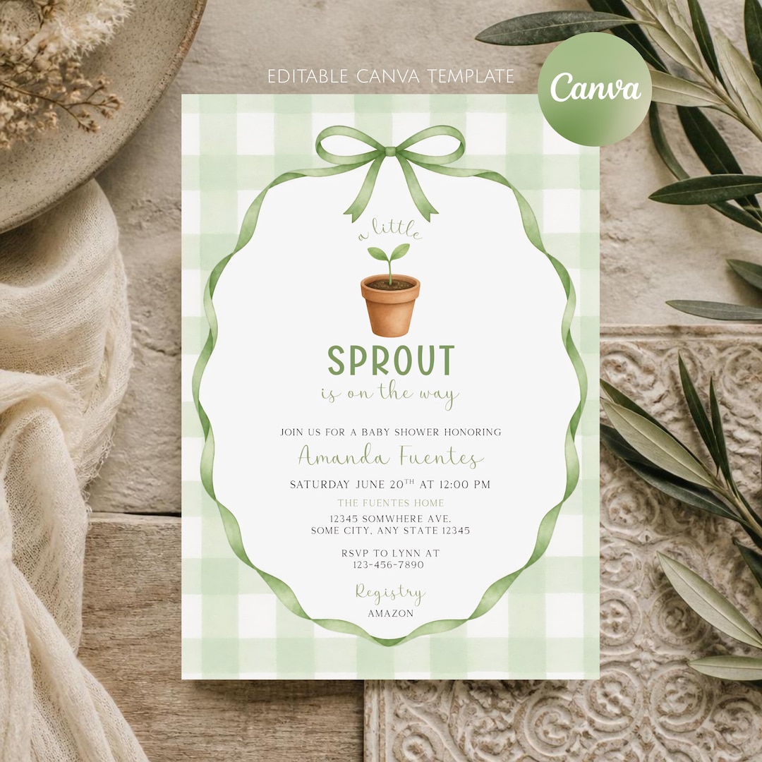 Little Sprout Baby Shower Invitation • Farmers Market Theme • Printable ...