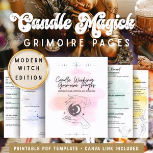 Spell Book Template: Candle Magic Printable Grimoire + Editable Canva Link | Modern Witch Edition