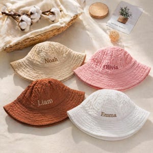 Personalized Cotton Baby Sun Hat | Custom Name Embroidered Bucket Hat