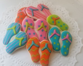 Mini Flip-flop Sugar Cookies - Mini Bites - 2 Dozen Mini Summer Beach Cookies