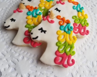 Mini Unicorn Decorated Sugar Cookies - 2 1/2 Dozen Mini Cookies