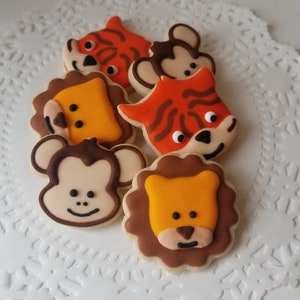Mini Safari Jungle Cookies - 2 1/2 Dozen Mini Cookies - Mini Tiger, Monkey, Lion Cookies