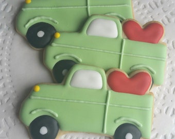 Valentine's Day Heart Truck Sugar Cookies - 6 Cookies - Valentine's Day Cookie Favors or Gift Bag - Valentine's DaySugar Cookies