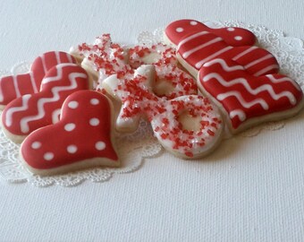 Mini Valentine's Day Sugar Cookies - Heart Cookies- XOXO Cookies - 3 Dozen Mini Cookies