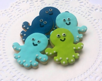 Octopus Sugar Cookies - Mini Cookies - Nautical Cookies