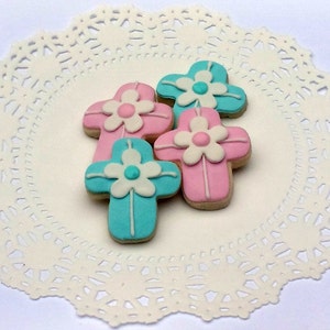 Mini Cross Sugar Cookies - Pink or Blue - 2 1/2 Dozen Mini Bites