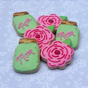 Mother's Day Mini Sugar Cookies - Mason Jar Cookies- Flower Cookies - 2 1/2 Dozen Mini Cookies