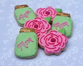 Mother's Day Mini Sugar Cookies - Mason Jar Cookies- Flower Cookies - 2 1/2 Dozen Mini Cookies