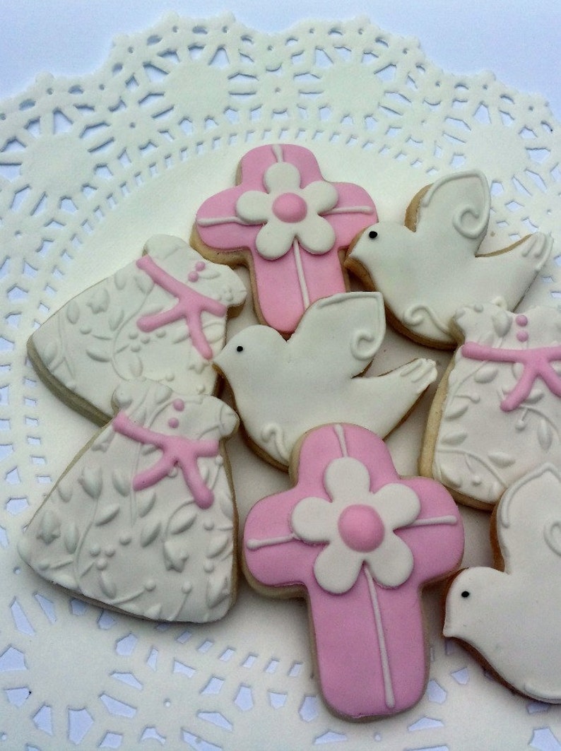 Mini Baptism Sugar Cookies Baby Girl 2 1/2 Dozen Mini Etsy