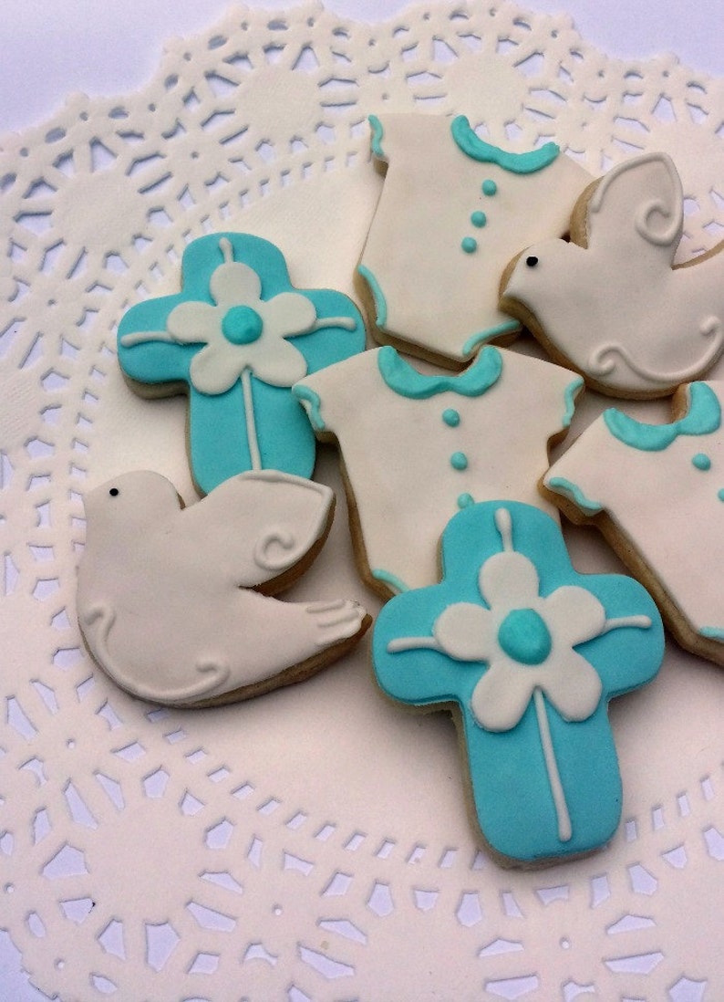 Mini Baptism Sugar Cookies Baby Boy 2 1/2 Dozen Mini Bites Etsy