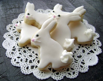 Bitty Easter Bunny Sugar Cookies - Mini Bites - 3 Dozen Minis - PLEASE Read Entire Item Description For Important Shipping Information