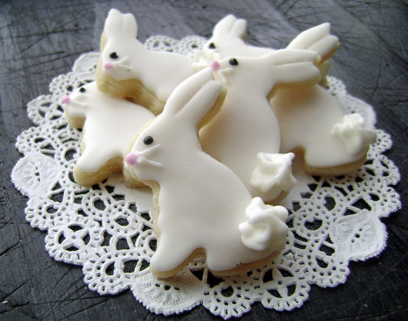 Bitty Easter Bunny Sugar Cookies - Mini Bites - 3 Dozen Minis - Woodland Cookies 