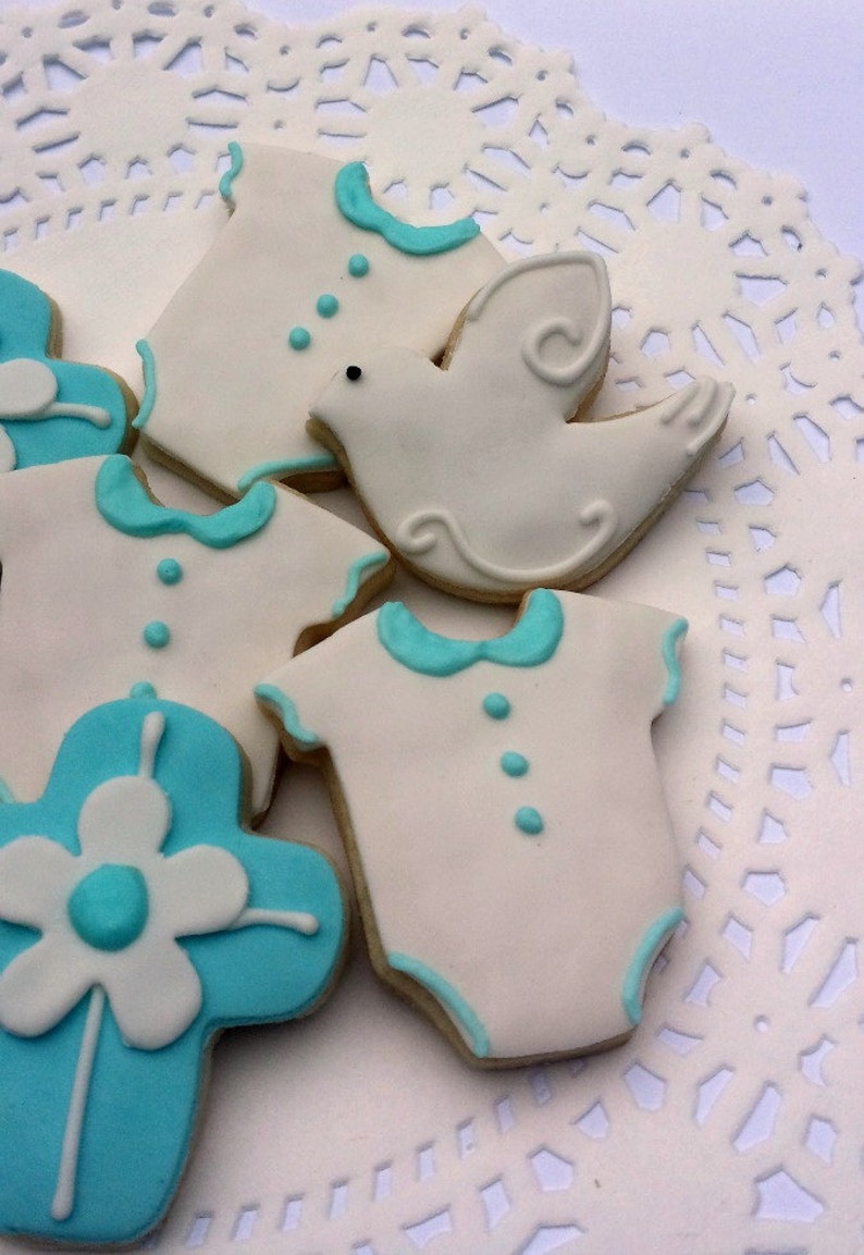 Mini Baptism Sugar Cookies Baby Boy 2 1/2 Dozen Mini Bites Etsy