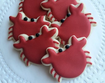 Little Crab Sugar Cookies - Mini Bites - 2 1/2 Dozen Mini Cookies - Nautical Cookies - Beach Cookies