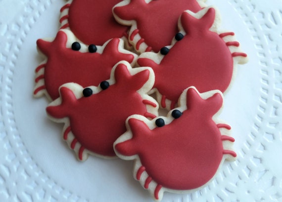 Little Crab Sugar Cookies - Mini Bites - 2 1/2 Dozen Mini Cookies - Nautical Cookies - Beach Cookies Il_570xn