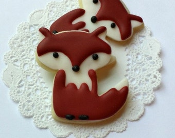 Little Fox Cookies - Small Woodland Sugar Cookies - 1 Dozen Cookies