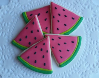 Mini Watermelon Slice Decorated Sugar Cookies - 2 Dozen Mini Cookies