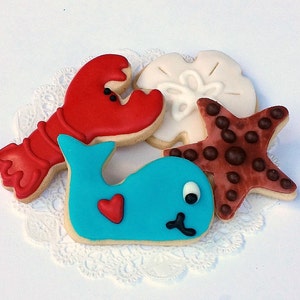 Little Nautical Beach Sugar Cookies - Mini Bites - 2 1/2 Dozen Mini Cookies